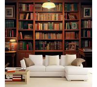 WHUOEUCO Wall Murals Wallpaper Bookcase Books 500x280 cm Modern 3D Photo Wallpaper Waterproof Wall Mural Art Poster, for Living Room Bedroom Kids Room Background Decor