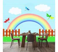 WHUOEUCO Wall Murals Wallpaper Cartoon Dragonfly Rainbow 500x280 cm Modern 3D Photo Wallpaper Waterproof Wall Mural Art Poster, for Living Room Bedroom Kids Room Background Decor