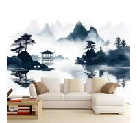 WHUOEUCO Wall Murals Wallpaper Ink Painting Landscape Architecture 200x140 cm Modern 3D Photo Wallpaper Waterproof Wall Mural Art Poster, for Living Room Bedroom Kids Room Background Decor