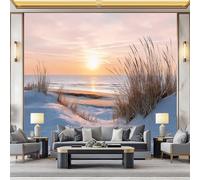 WHUOEUCO Wall Murals Wallpaper Seaside Dune Scenery 400x280 cm Modern 3D Photo Wallpaper Waterproof Wall Mural Art Poster, for Living Room Bedroom Kids Room Background Decor
