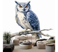 WHUOEUCO Wall Murals Wallpaper Twig Owl 300x210 cm Modern 3D Photo Wallpaper Waterproof Wall Mural Art Poster, for Living Room Bedroom Kids Room Background Decor