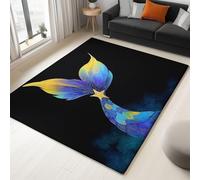 WHUOEUCO Washable Rugs for Living Room 120x180cm Cartoon Fish Tail 3D Print Area Rug with Non-Slip Backing, Soft Short Pile Floor Carpet for Bedroom, Kitchen, Kids Room