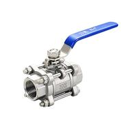 WHVAVFQI Female Thread SS201 Stainless Steel SS304/316 Three 3 Piece Full Port Ball Valve DN15 DN20 DN25 DN32 DN40 Q11F-16P(SS304,1 Inch)