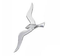 WHW Whole House Worlds Americana Flying Sea Gull Wall Sculpture, Handcrafted, Cast of Fine Silver Aluminum, 18 1/2 Inches (47 cm) Long, 7 Inches (18 cm) Wide