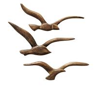 WHW Whole House Worlds MODERNIST HOME Flying Birds Wall Sculptures, Set of 3, Hand Carved, Solid Wood, Over 1 Foot Wide, 14.5 and 13.5 Inches, Abstract Home Decor