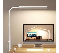 WHW3WIN LED Desk Lamp with Clamp, Extra Tall Desk Light for Home Office, Dimmable Clip on Light with Adjustable Gooseneck for Reading & Nail, 5 Colours, 10 Brightness, Auto-Off Timer