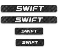 whwfc 4 Pcs Car Carbon Fiber Door Sill Protectors Strips for Suzuki Swift, Threshold Stickers Kick Plates Accessories,A