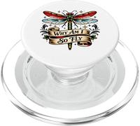 Why Am I So Fly Dragonfly Insect Lover Pun Tattoo Art Style PopSockets PopGrip for MagSafe