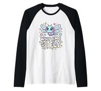 Why Am I So Fly Funny Dragonfly Cute Nature Lover Pun Raglan Baseball Tee