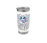 Why Am I So Fly Funny Dragonfly Cute Nature Lover Pun Stainless Steel Insulated Tumbler