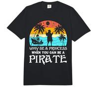 Why Be A Princess When You Can Be A Pirate Retro Sunset Comfort Colors Adult Heavyweight T-Shirt