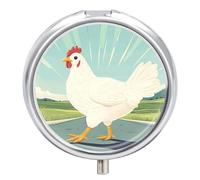 Why Did The Chicken Crossed The Road Round Pill Box Organiser 3 Compartment Medicine Case