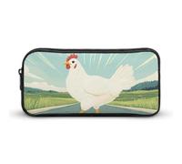 Why Did The Chicken Crossed The Road Simple Pencil Case Big Capacity Pouch Box Travel Makeup Bag