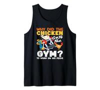 Why Did The Chicken Go to The Gym Pecks Funny Workout Pun Tank Top