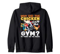 Why Did The Chicken Go To The Gym Pecks Funny Workout Pun Zip Hoodie