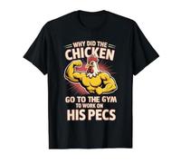 Why Did The Chicken Go to The Gym to Work His Pecs - Value Graphic T-Shirt, Men, Black, M