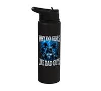 Why Do Girls Like Bad Guys Alpha Wolf Meme Brainrot Cringe Stainless Steel Insulated Water Bottle