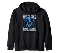 Why Do Girls Like Bad Guys Alpha Wolf Meme Brainrot Cringe Zip Hoodie