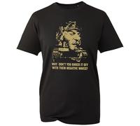 Why Don’t You Knock It Off with Them Negative Waves Funny Quote Graphic Tee - Classic Movie Inspired Retro Style Casual Top (Black, 7 Years)