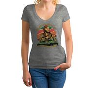 Why Don't You Knock It Off with Them Negative Waves Women's V-Neck Grey Shirt Size XL