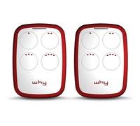 WHY EVO NOA 4 Button Universal Remote Control - Programmable Fixed Code or Rolling Code - 433 or 868 MHz Frequency for Gates and Garage Doors (Pomegranate Red 2 Pack Remotes)