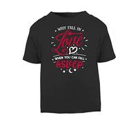 Why Fall in Love When You can Fall Asleep [Style Two] (Romantic Quotes for Couples, Anniversary) Short Sleeve Cotton Toddler t Shirt, 3-4 Years, Black
