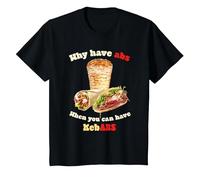 Why Have Abs When You Can Have Kebabs Funny Food Tee T-Shirt, Youth, Black, Large