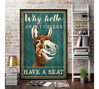 Why Hello Sweet Cheeks Have A Seat Poster, Funny Toilet Poster Sign, Vintage Metal Tin Sign, Bathroom Poster, Bathroom Decor, Home Wall Decor Art 6 X 8 Inch Tin Sign Plaque