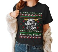 Why is The Carpet All Wet Shirt - Ugly Christmas Shirt - Knitted T-Shirt - X-mas Knit Shirts - Xmas Shirts for Couple, Christmas Shirt 2, L