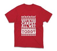 Why is The Carpet All Wet Todd Couple Matching Merry Christmas T Shirt I Don't Know Margo Santa Husband Wife Gift for GF/BF Birthday Xmas Unisex Top (Red, 4XL)