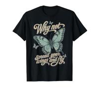 Why Not Spread Your Wings and Fly Butterfly Inspirational Value Graphic T-Shirt, Men, Black, XL