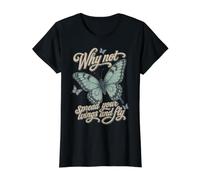 Why Not Spread Your Wings and Fly Butterfly Inspirational Value Graphic T-Shirt, Women, Black, XL