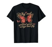 Why Not Spread Your Wings and Fly Butterfly Motivation Value Graphic T-Shirt, Men, Black, L