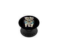 Why Run When You Can Fly Butterfly Swim Humor PopSockets Adhesive PopGrip