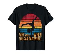 Why Walk When You Can Cartwheel Funny Pun T-Shirt by Why Walk When You Can Cartwheel Funny Pun - Women's Gymnastics Humor T-Shirt - Black, S, V-Neck, Short Sleeve, Classic Fit