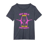 Why Walk When You Can Cartwheel I Girls Gymnastic Fun T-Shirt, Women's Plus, Heather Blue, 5X