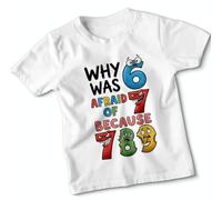 Why was Afraid of Because Numbers Pun Humor National Numeracy Number Day Unisex Kids T-Shirt Funny Joke Counting Tee#1 3-4 Years White