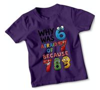 Why was Afraid of Because Numbers Pun Humor National Numeracy Number Day Unisex Kids T-Shirt Funny Joke Counting Tee#1 9-11 Years Purple