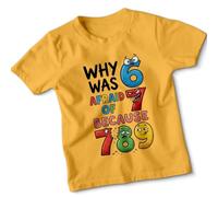 Why was Afraid of Because Numbers Pun Humor Unisex Kids T-Shirt Funny Joke Counting Tee#1 3-4 Years Sunflower