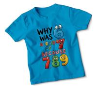 Why was Afraid of Because Numbers Pun Humor Unisex Kids T-Shirt Funny Joke Counting Tee#1 3-4 Years Azure Blue