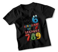 Why was Afraid of Because Numbers Pun Humor Unisex Kids T-Shirt Funny Joke Counting Tee#1 5-6 Years Black