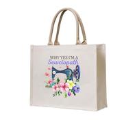 Why Yes I'M A Sewciopath Canvas Tote Bag For Sewers & Knitters, Sewing Theme Reusable Grocery Bag, Funny Crafting Gift For Women, Large Capacity Canvas Shoulder Bag
