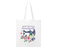 Why Yes I'M A Sewciopath Canvas Tote Bag For Sewers & Knitters, Sewing Theme Reusable Grocery Bag, Funny Crafting Gift For Women, Large Capacity Canvas Shoulder Bag