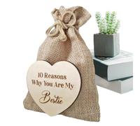Why You Are My Friend Wooden Box - Wood Heart Tokens Jute Bag, Portable Decorative Wood Chips | Friendship Present Heart Tokens With 10 Reasons Why You Are My Bestie For Girls, Boys, And Lovers