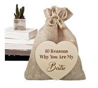 Why You Are My Friend Wooden Box - Wood Heart Tokens, Why You Are My Friend Wooden Box, Reasons Why You Are My Friend Gift, Portable 10 Reasons Why You Are My Bestie Jute Bag for Friends Boys Girls