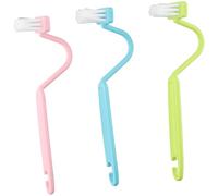 Whychstore 3-Pack Plastic Toilet Brush Set, S-Curved V-Head for Under Rim and Corner Cleaning, Green Pink Blue