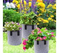 Whychstore 5Pcs Non Woven Planting Bags, Resistant Gray Fabric Grow Pots, Root Control Bag, Plant Cultivation Cloth Bag For Planting Trees Flowers(3 gallon)