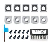 Whychstore Carbide Square Inserts 15x15x2.5mm 30° R50 for Wood Turning Tools, 4 Indexable Cutting Edges, Pack of 10