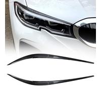 Whychstore Carbon Fiber Headlight Eyelid Covers for BMW 3 Series G20 2019-2022, ABS Trim Stickers for 330i M340i, Black Eye Lid Decor Pair