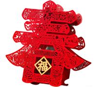 Whychstore Festive 2026 Year of the Horse 3D Statue Large Red Flocked Tabletop Decor Classic Chinese Design for Bedroom TV Stand Party Prop 40x40cm(A)